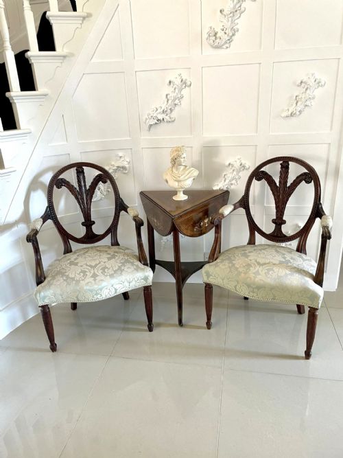 fig 1. Fine Quality Pair of Antique Carved Mahogany Armchairs