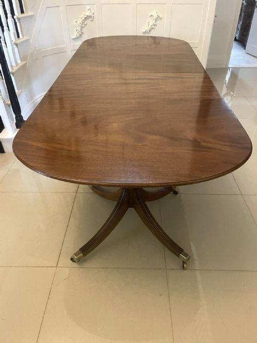 Antique Edwardian 10 Seater Quality Figured Mahogany Two Pilar Dining Table