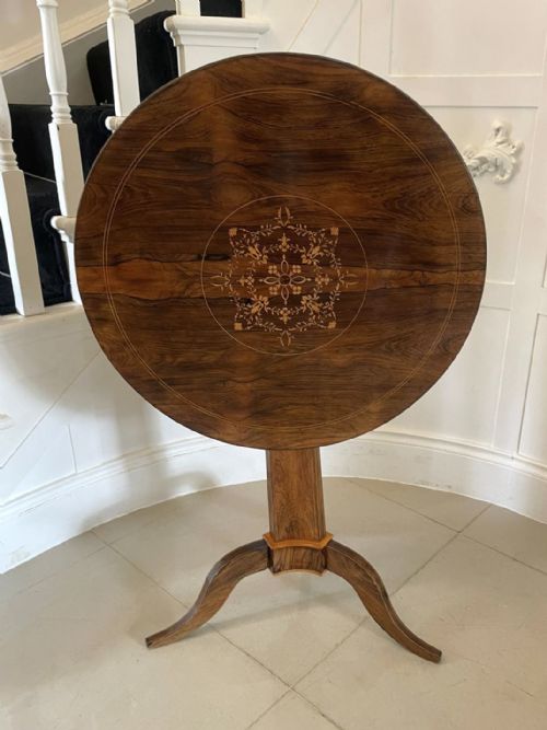 Outstanding Quality Antique Rosewood Inlaid Circular Lamp Table