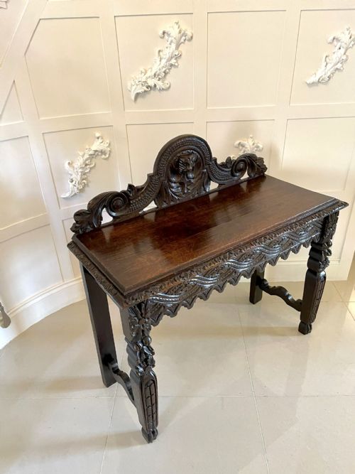 Antique Victorian Carved Oak Side Table