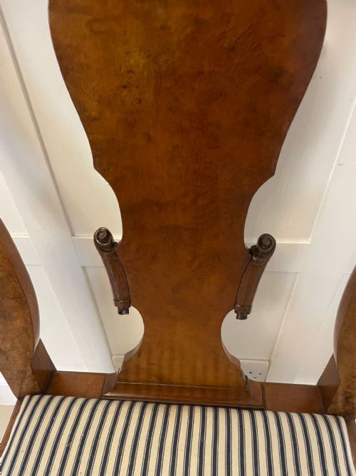 OUTSTANDING QUALITY SET OF 12 ANTIQUE VICTORIAN BURR WALNUT DINING CHAIRS - ADDITIONAL PHOTO 4