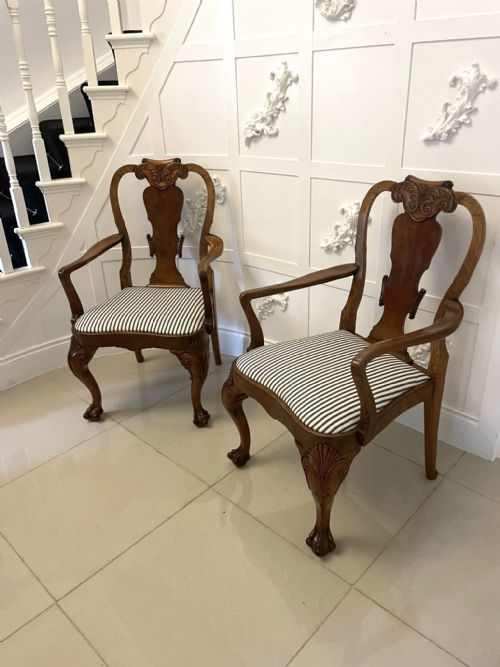 OUTSTANDING QUALITY SET OF 12 ANTIQUE VICTORIAN BURR WALNUT DINING CHAIRS - ADDITIONAL PHOTO 11