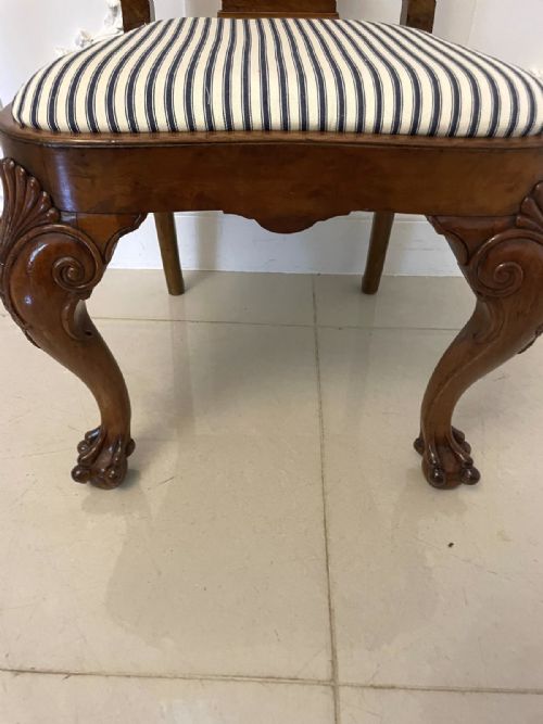 OUTSTANDING QUALITY SET OF 12 ANTIQUE VICTORIAN BURR WALNUT DINING CHAIRS - ADDITIONAL PHOTO 13
