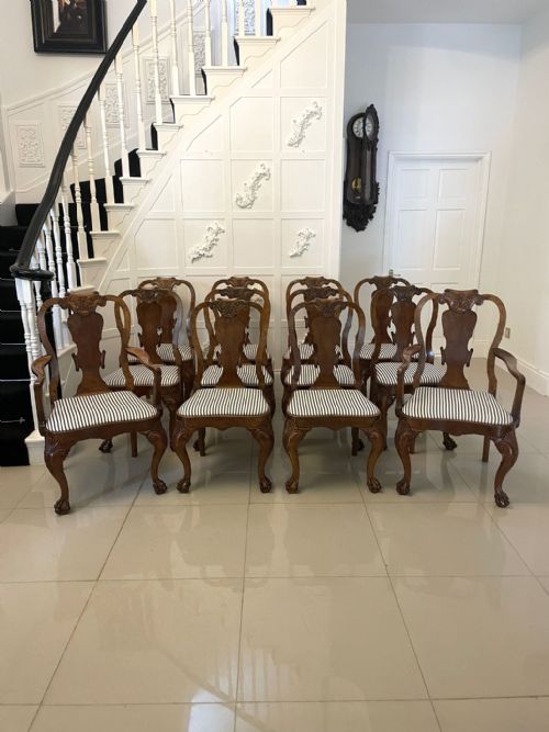 OUTSTANDING QUALITY SET OF 12 ANTIQUE VICTORIAN BURR WALNUT DINING CHAIRS - ADDITIONAL PHOTO 27