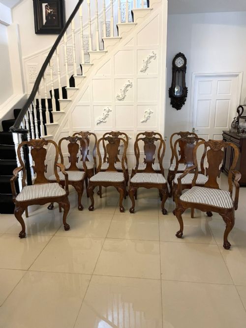 OUTSTANDING QUALITY SET OF 12 ANTIQUE VICTORIAN BURR WALNUT DINING CHAIRS - ADDITIONAL PHOTO 28