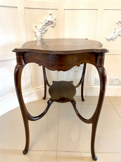 SUPERB QUALITY ANTIQUE VICTORIAN MAHOGANY INLAID SHAPED CENTRE TABLE - ADDITIONAL PHOTO 4