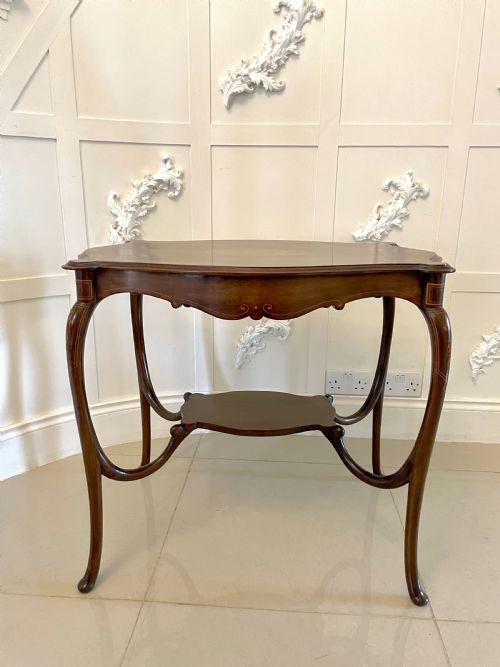 SUPERB QUALITY ANTIQUE VICTORIAN MAHOGANY INLAID SHAPED CENTRE TABLE - ADDITIONAL PHOTO 12