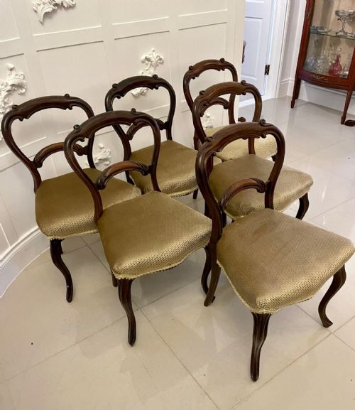 Set of 6 Antique Victorian Quality Rosewood Dining Chairs