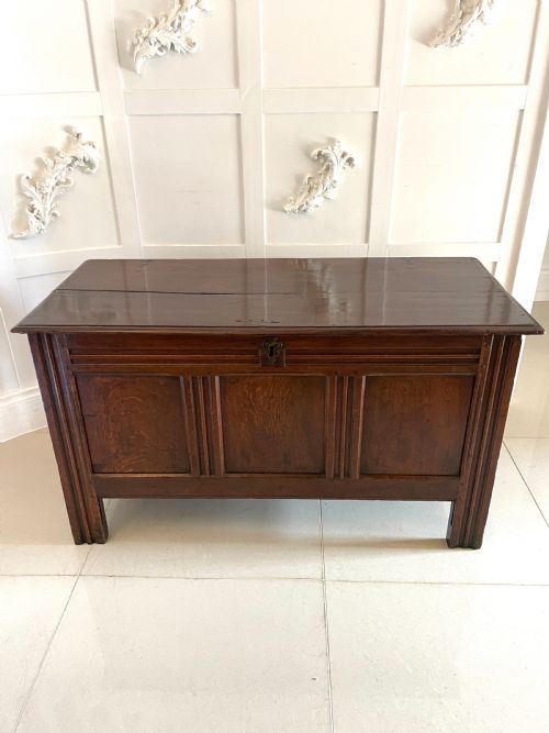 Antique 17th Century Quality Oak Panelled Coffer/blanket Box