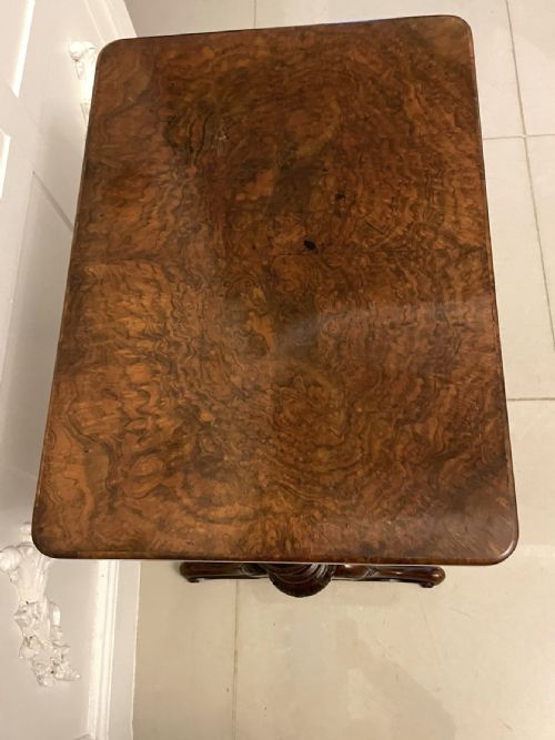 ANTIQUE VICTORIAN QUALITY BURR WALNUT FREESTANDING SEWINGLAMP TABLE - ADDITIONAL PHOTO 4