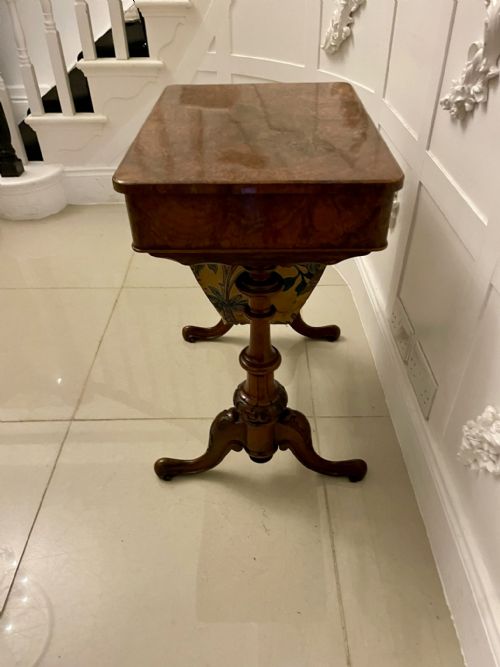 ANTIQUE VICTORIAN QUALITY BURR WALNUT FREESTANDING SEWINGLAMP TABLE - ADDITIONAL PHOTO 6