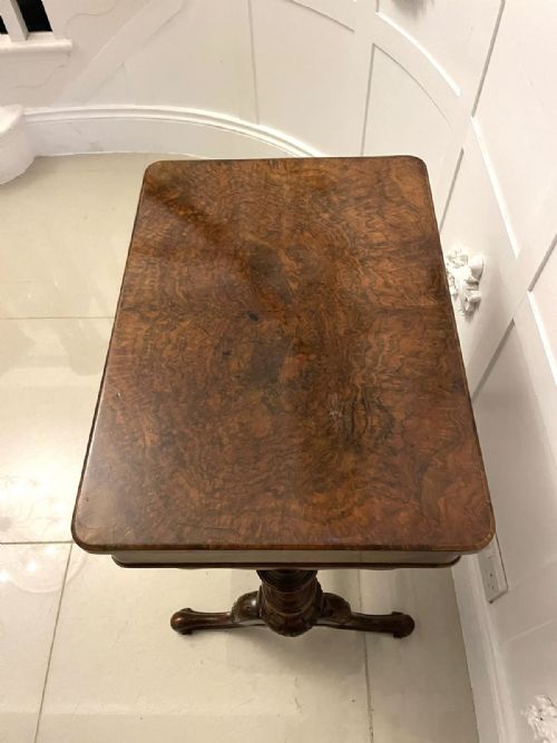 ANTIQUE VICTORIAN QUALITY BURR WALNUT FREESTANDING SEWINGLAMP TABLE - ADDITIONAL PHOTO 7