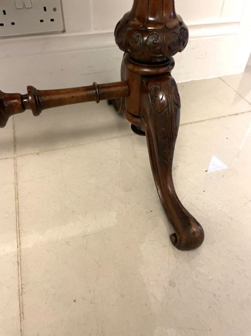 ANTIQUE VICTORIAN QUALITY BURR WALNUT FREESTANDING SEWINGLAMP TABLE - ADDITIONAL PHOTO 9