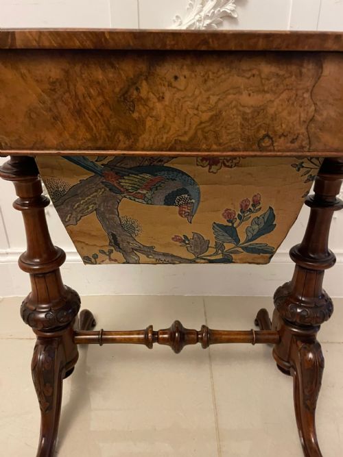 ANTIQUE VICTORIAN QUALITY BURR WALNUT FREESTANDING SEWINGLAMP TABLE - ADDITIONAL PHOTO 10