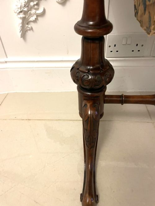 ANTIQUE VICTORIAN QUALITY BURR WALNUT FREESTANDING SEWINGLAMP TABLE - ADDITIONAL PHOTO 11