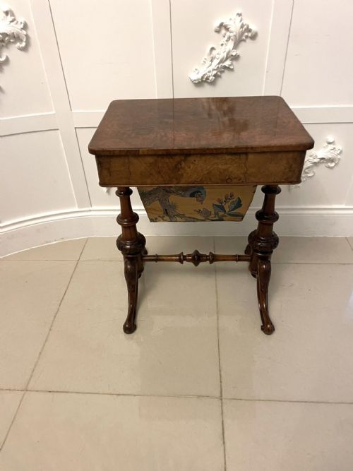 ANTIQUE VICTORIAN QUALITY BURR WALNUT FREESTANDING SEWINGLAMP TABLE - ADDITIONAL PHOTO 14