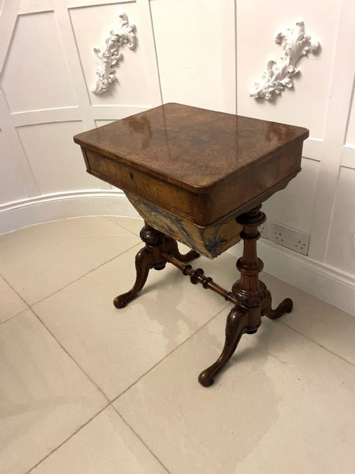 ANTIQUE VICTORIAN QUALITY BURR WALNUT FREESTANDING SEWINGLAMP TABLE - ADDITIONAL PHOTO 15