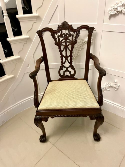 Outstanding Quality Antique Victorian Carved Mahogany Desk Chair