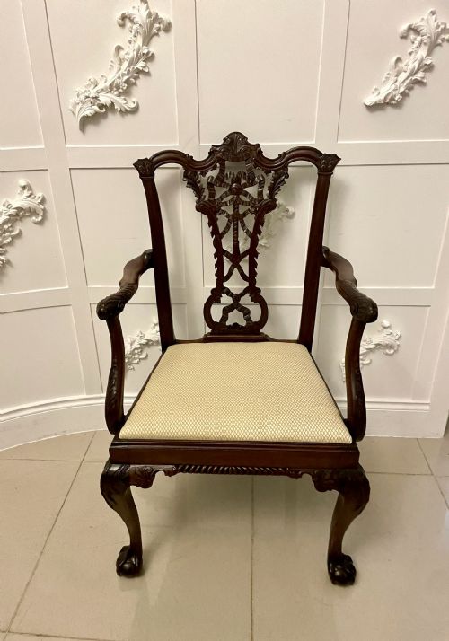 OUTSTANDING QUALITY ANTIQUE VICTORIAN CARVED MAHOGANY DESK CHAIR - ADDITIONAL PHOTO 3