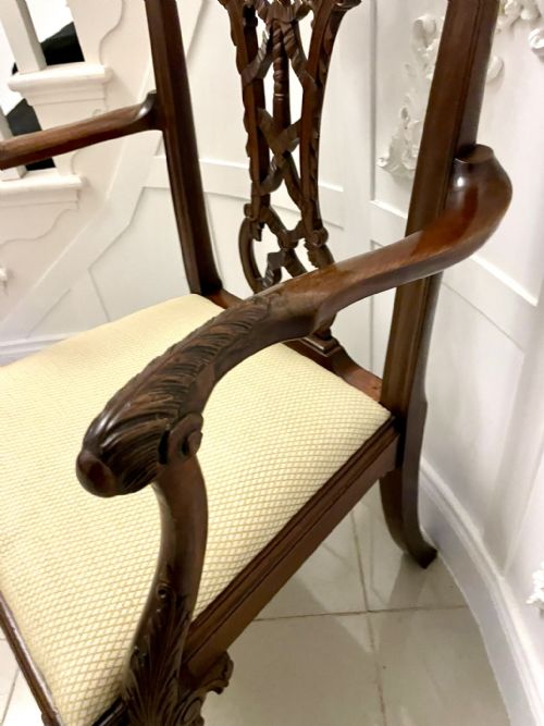OUTSTANDING QUALITY ANTIQUE VICTORIAN CARVED MAHOGANY DESK CHAIR - ADDITIONAL PHOTO 4