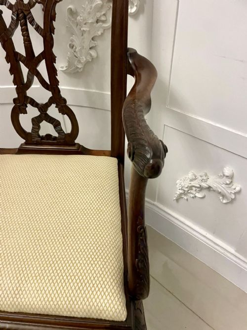 OUTSTANDING QUALITY ANTIQUE VICTORIAN CARVED MAHOGANY DESK CHAIR - ADDITIONAL PHOTO 6