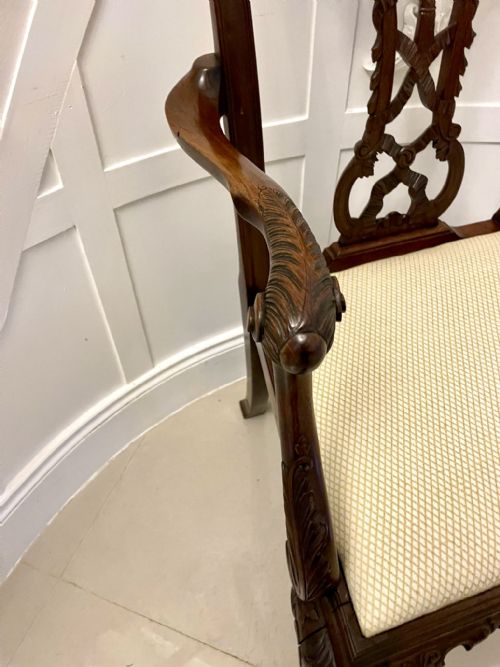 OUTSTANDING QUALITY ANTIQUE VICTORIAN CARVED MAHOGANY DESK CHAIR - ADDITIONAL PHOTO 10