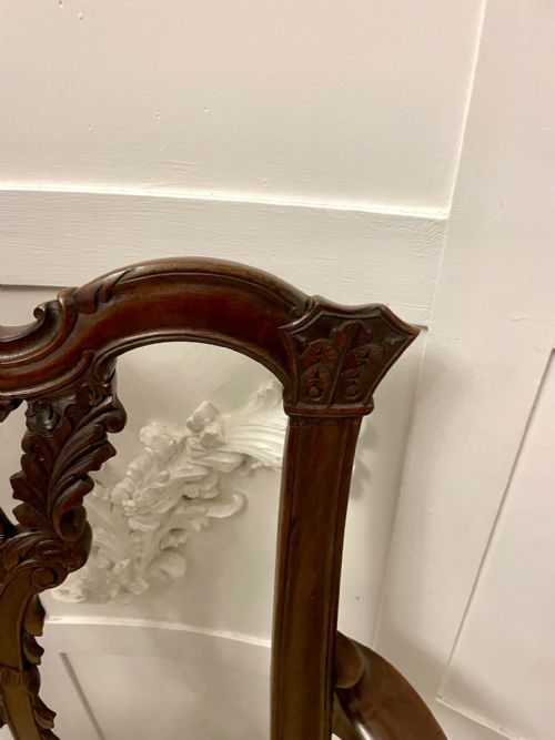 OUTSTANDING QUALITY ANTIQUE VICTORIAN CARVED MAHOGANY DESK CHAIR - ADDITIONAL PHOTO 11