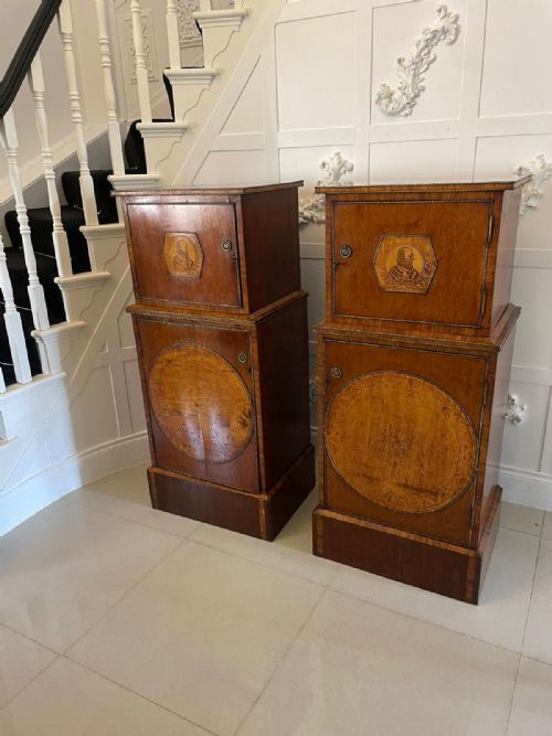 UNUSUAL PAIR OF ANTIQUE GEORGE III QUALITY INLAID MAHOGANY AND KINGWOOD PEDESTALS - ADDITIONAL PHOTO 7