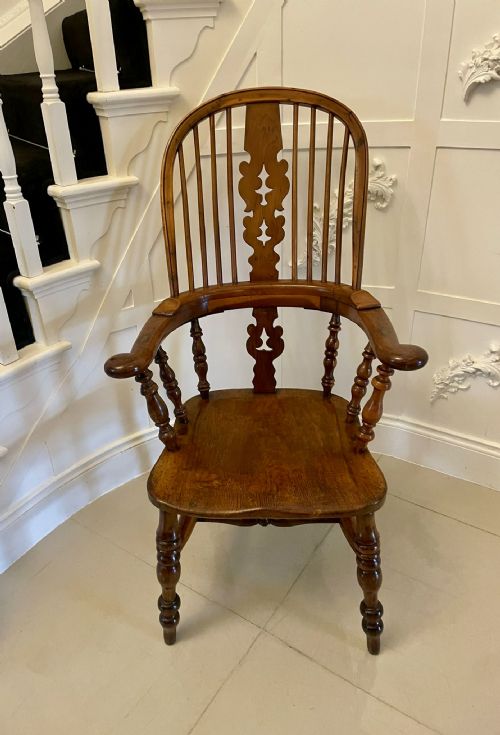 ANTIQUE VICTORIAN QUALITY YEW WOOD BROAD ARM WINDSOR CHAIR - ADDITIONAL PHOTO 2
