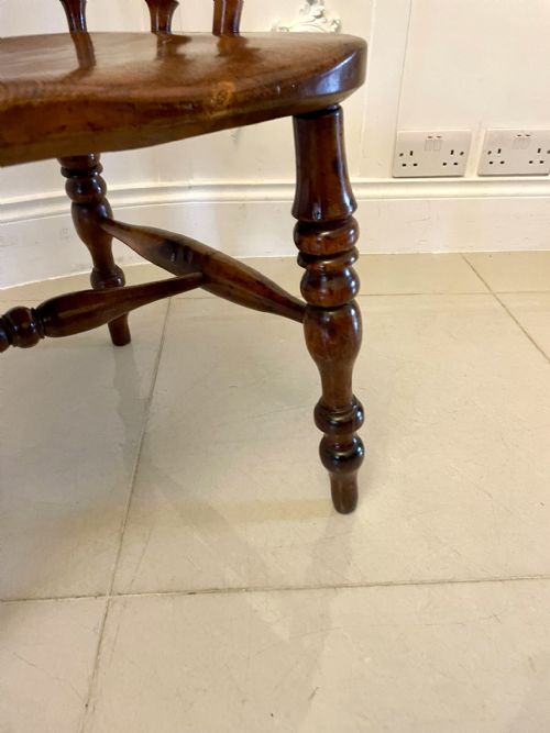 ANTIQUE VICTORIAN QUALITY YEW WOOD BROAD ARM WINDSOR CHAIR - ADDITIONAL PHOTO 6