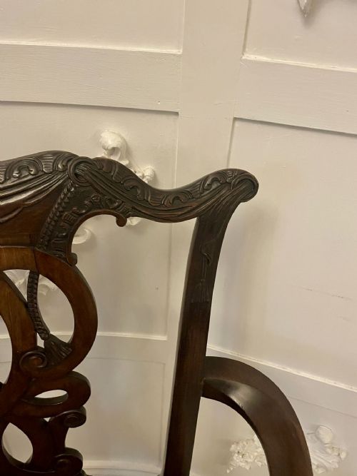 OUTSTANDING QUALITY SET OF 8 ANTIQUE VICTORIAN CARVED MAHOGANY DINING CHAIRS - ADDITIONAL PHOTO 8