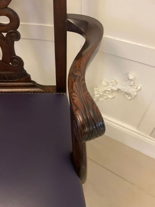OUTSTANDING QUALITY SET OF 8 ANTIQUE VICTORIAN CARVED MAHOGANY DINING CHAIRS - ADDITIONAL PHOTO 9