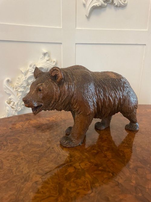 Large Antique 19th Century Quality Carved Oak Black Forest Bear