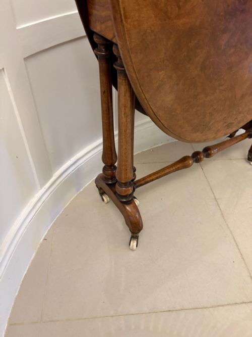 OUTSTANDING QUALITY ANTIQUE VICTORIAN BURR WALNUT SUTHERLAND TABLE - ADDITIONAL PHOTO 11