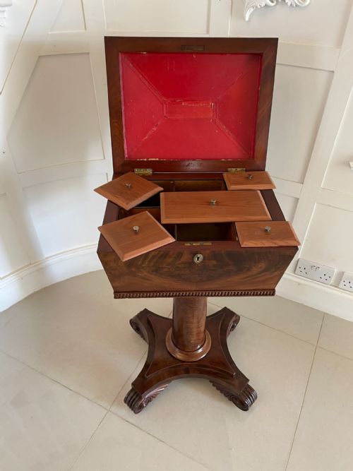 ANTIQUE WILLIAM IV QUALITY FIGURED MAHOGANY WORK BOX - ADDITIONAL PHOTO 8
