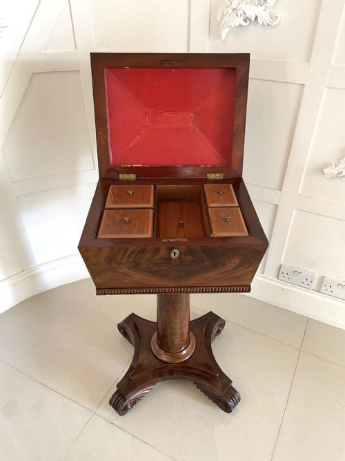 ANTIQUE WILLIAM IV QUALITY FIGURED MAHOGANY WORK BOX - ADDITIONAL PHOTO 13