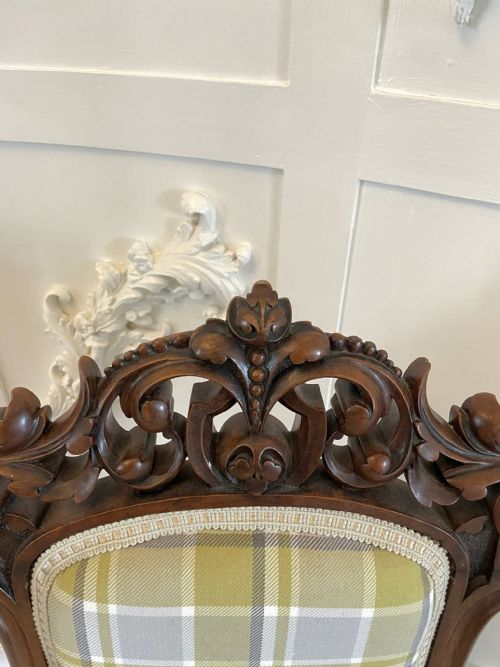 FINE ANTIQUE VICTORIAN CARVED WALNUT LADIES CHAIR - ADDITIONAL PHOTO 4