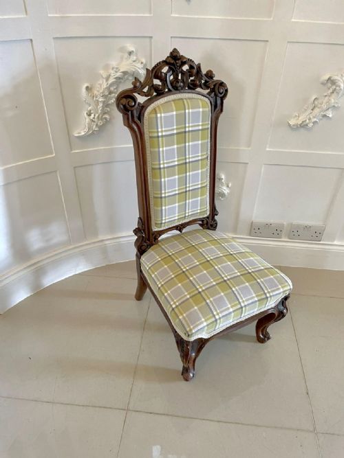 FINE ANTIQUE VICTORIAN CARVED WALNUT LADIES CHAIR - ADDITIONAL PHOTO 10