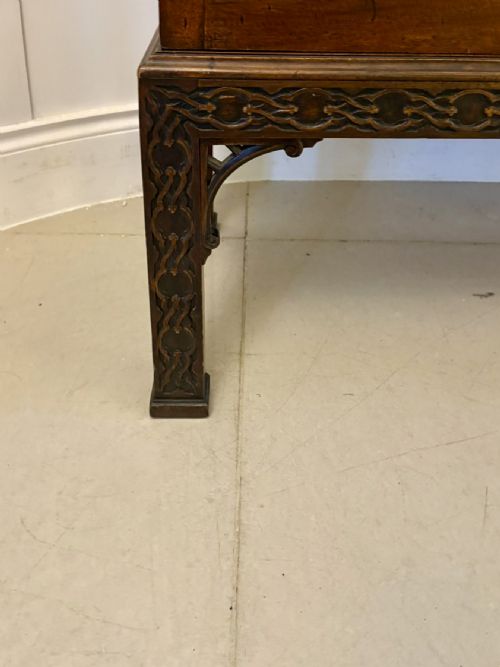 OUTSTANDING QUALITY LARGE ANTIQUE VICTORIAN ASTRAL GLAZED CARVED MAHOGANY BOOKCASE - ADDITIONAL PHOTO 3