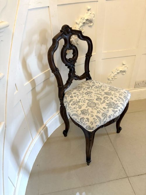 Quality Antique Victorian Carved Walnut Side Chair