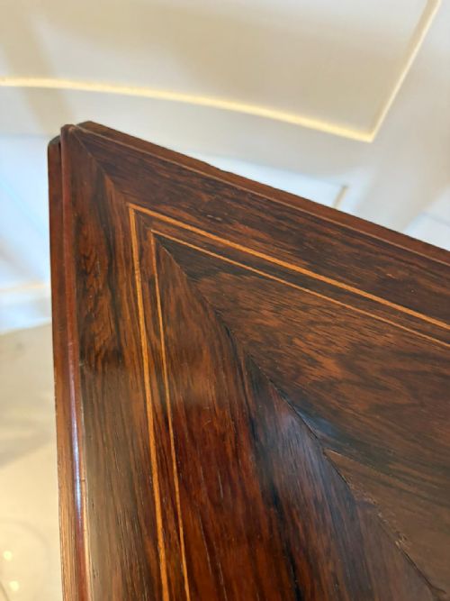 ANTIQUE EDWARDIAN ROSEWOOD INLAID DROP LEAF LAMPSIDE TABLE - ADDITIONAL PHOTO 2