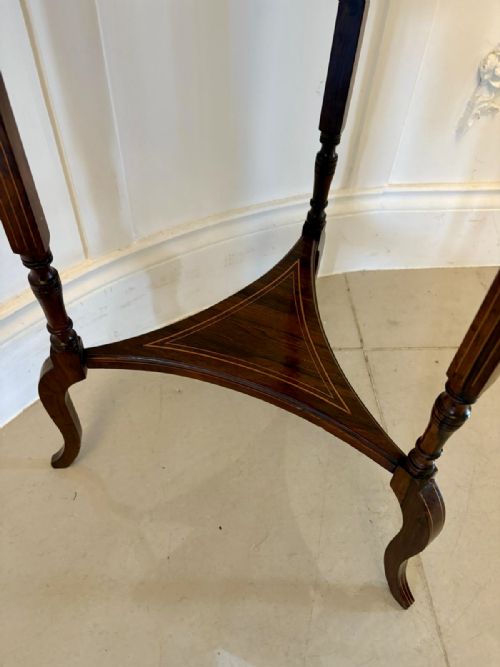 ANTIQUE EDWARDIAN ROSEWOOD INLAID DROP LEAF LAMPSIDE TABLE - ADDITIONAL PHOTO 7