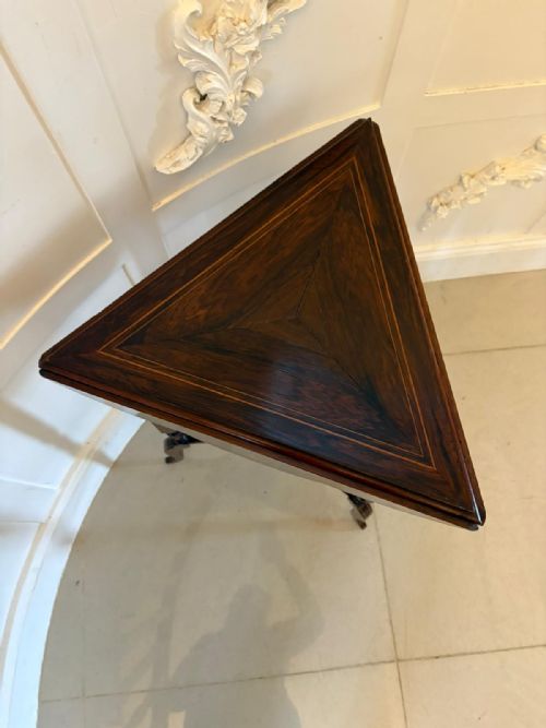 ANTIQUE EDWARDIAN ROSEWOOD INLAID DROP LEAF LAMPSIDE TABLE - ADDITIONAL PHOTO 10