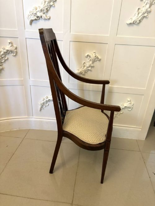 UNUSUAL ANTIQUE VICTORIAN INLAID MAHOGANY ARMCHAIR - ADDITIONAL PHOTO 1