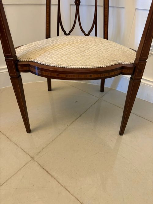 UNUSUAL ANTIQUE VICTORIAN INLAID MAHOGANY ARMCHAIR - ADDITIONAL PHOTO 4