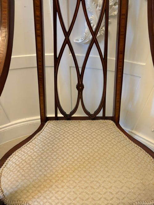 UNUSUAL ANTIQUE VICTORIAN INLAID MAHOGANY ARMCHAIR - ADDITIONAL PHOTO 6
