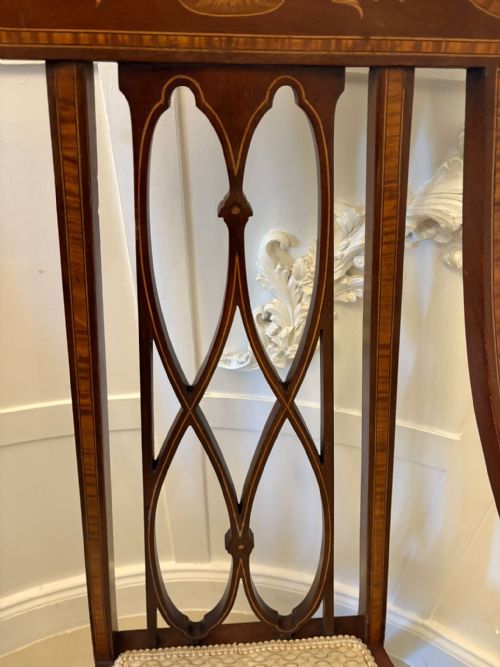 UNUSUAL ANTIQUE VICTORIAN INLAID MAHOGANY ARMCHAIR - ADDITIONAL PHOTO 7