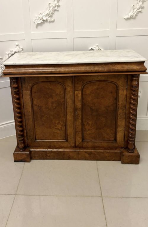 Outstanding Quality Antique Victorian Burr Walnut Marble Top Sideboard/Cabinet