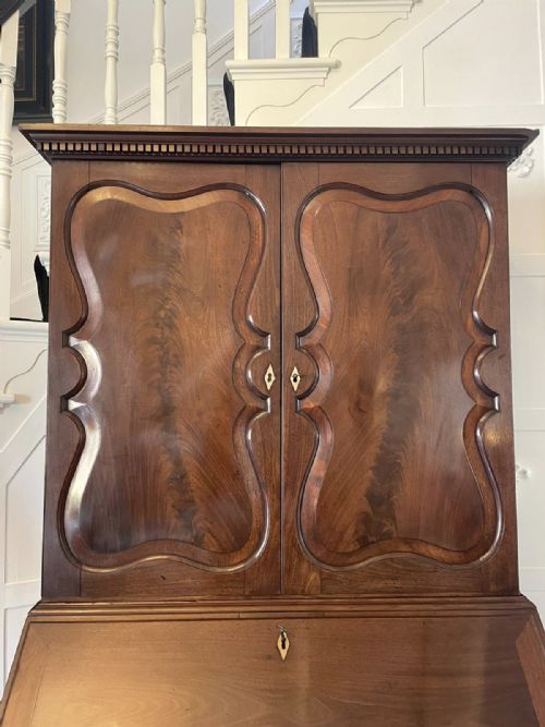 OUTSTANDING QUALITY ANTIQUE GEORGE II FIGURED MAHOGANY BUREAU BOOKCASE - ADDITIONAL PHOTO 21