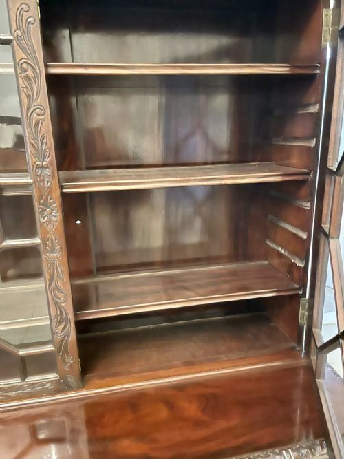fig 1. Antique Victorian Quality Carved Mahogany Display Cabinet by James Winter & Sons, London